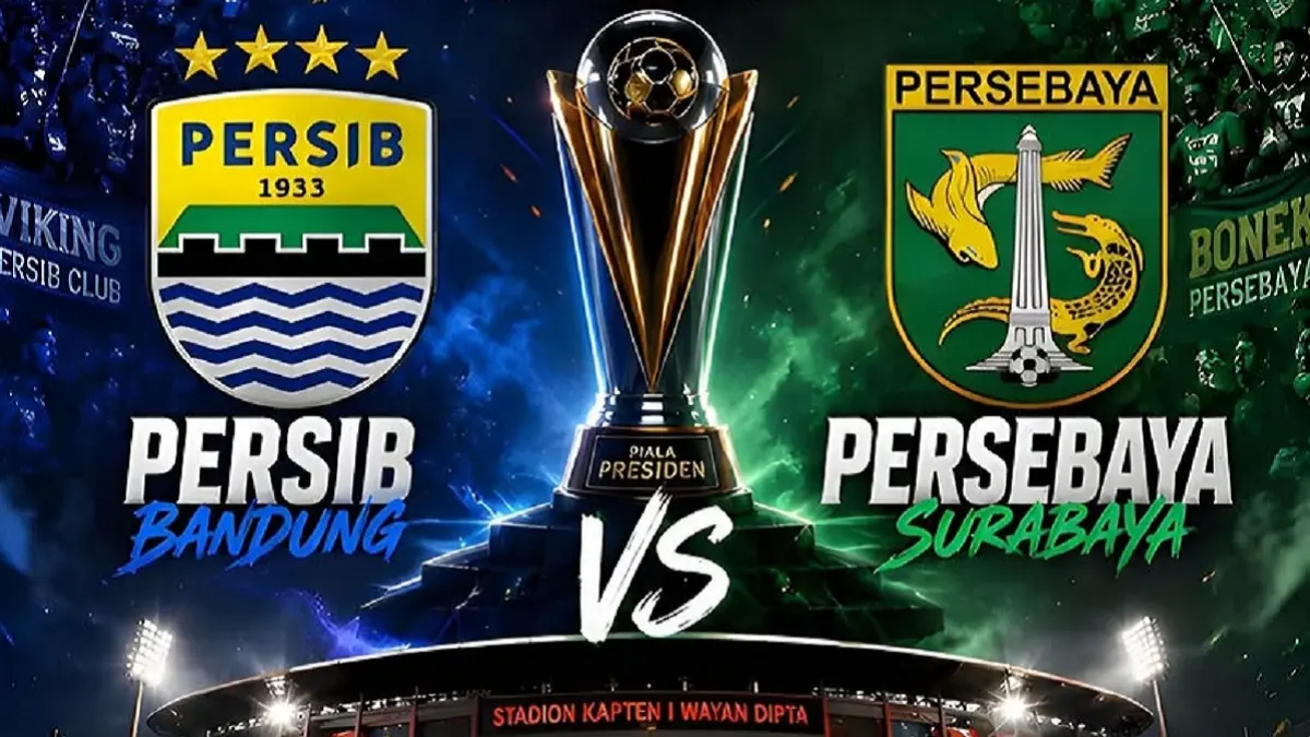 Persib Bandung akan menjajal kekuatan Persebaya Surabaya di Stadion Kapten I Wayan Dipta, Bali pada laga final Piala Presiden 2026, Kamis (6/8/2026) malam WIB. (Sumber: Instagram @warkoprakyattuban)