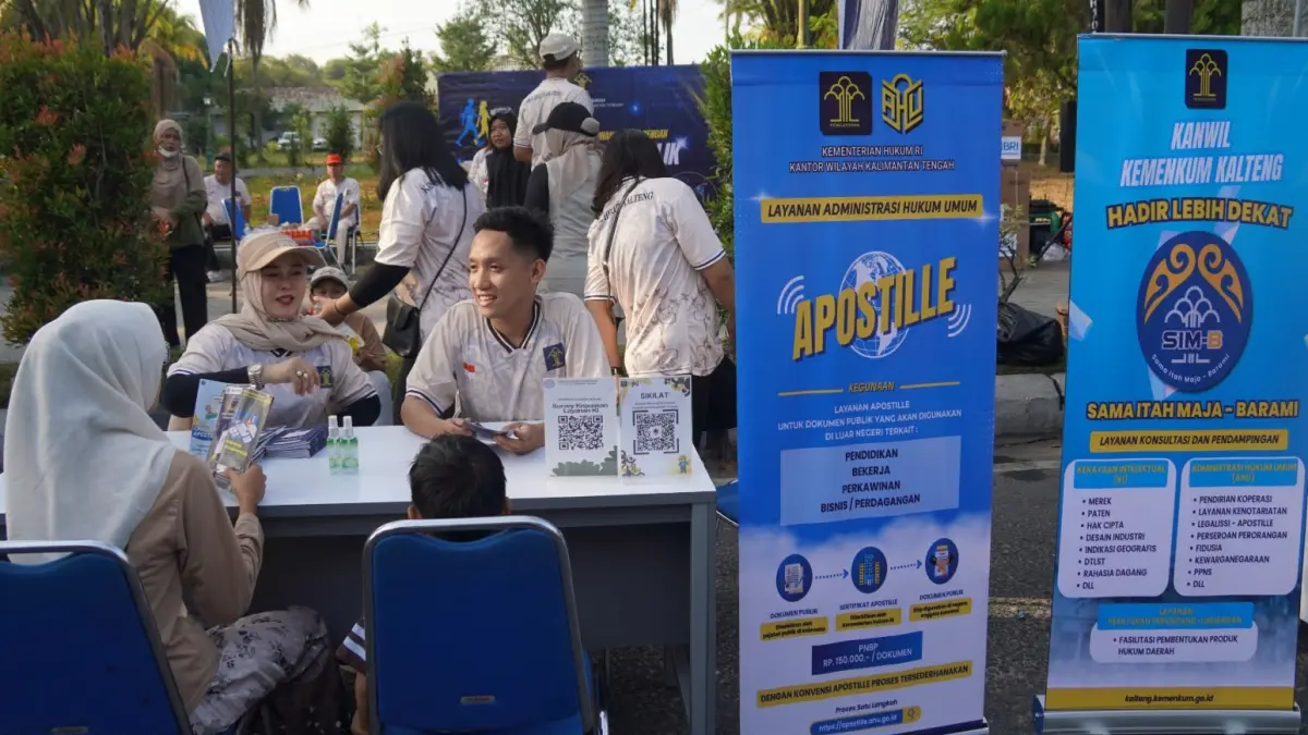 Layanan hukum peringatan Hari Pengayoman ke-81 Tahun 2026 di  CFD Palangka Raya, Kalimantan Tengah.(Humas)