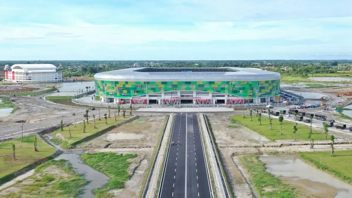 Stadion Utama Sumatera Utara dipastikan menjadi markas bagi PSMS Medan selama kompetisi Liga 2 musim 2026/2027. Di stadion ini pernah digelar event besar seperti PON, Piala Kemerdekaan, hingga Piala AFF U-19. (Sumber: Dok. Kementerian PUPR) 