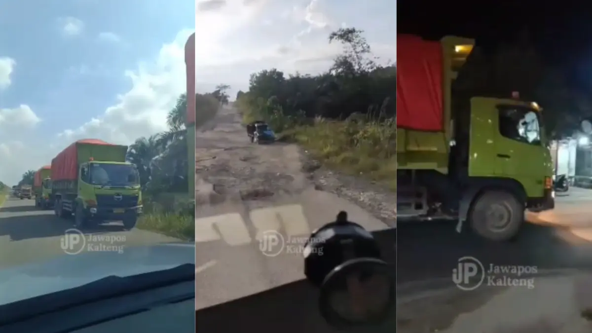 Truk bermuatan batu bara di Katingan.(Screenshoot)
