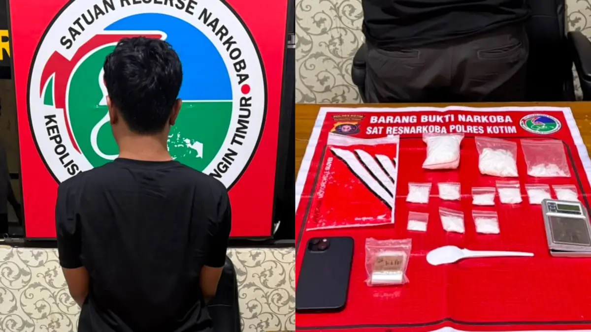Pelaku dan barang bukti sabu.(Humas)