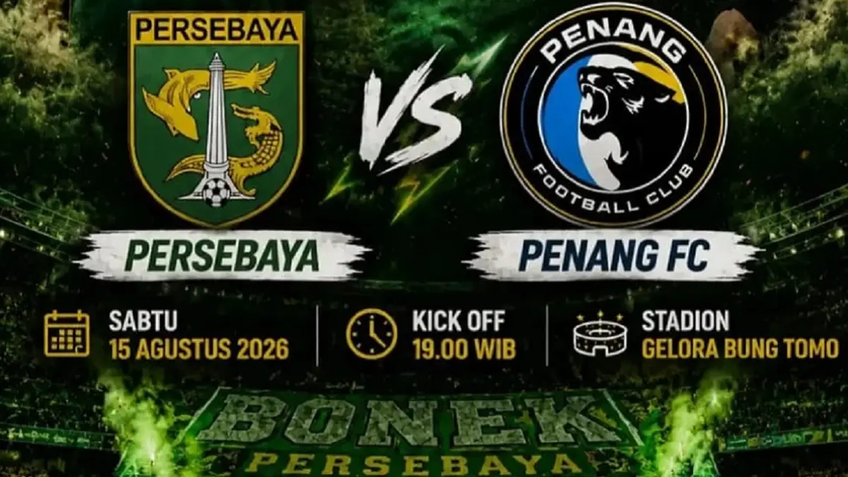 Persebaya Surabaya akan menjajal kekuatan Penang FC di Stadion Gelora Bung Tomo (GBT) dalam laga uji coba internasional 2026, Sabtu (15/8/2026) malam WIB. (Sumber: Instagram @kitabonjak)