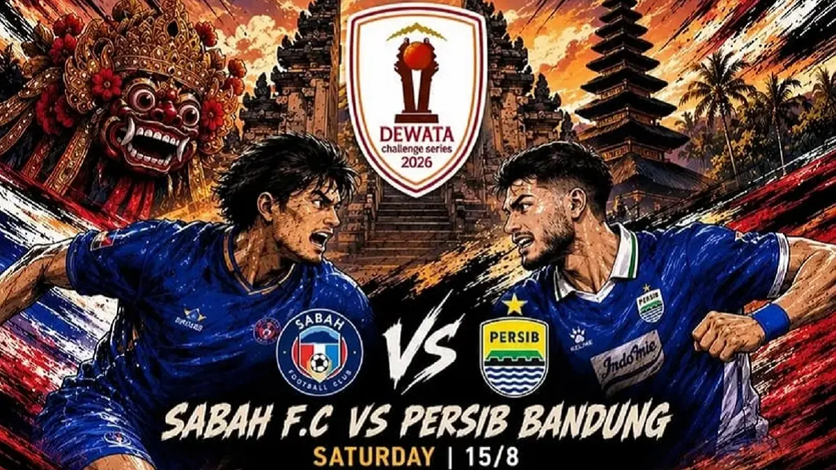 Sabah FC dan Persib Bandung akan beradu kekuatan dan taktik di Stadion I Wayan Dipta, Gianyar, Bali dalam laga lanjutan Dewata Challenge Series 2026, Sabtu (18/8/2026) malam WIB. (Sumber: Instagram @bobotohnihon)