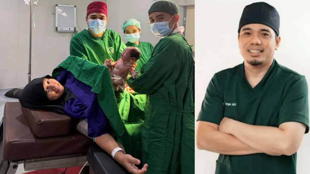 dr Indra Tarigan bantu persalinan.(Facebook/Doa Ibu Persada)
