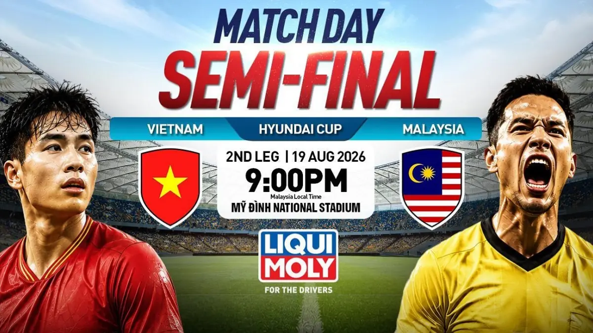 Timnas Vietnam dan Malaysia akan saling berebut satu tiket final pada leg kedua semifinal Piala AFF 2026 di My Dinh National Stadium, Rabu (19/8/2026) malam WIB. (Sumber: Instagram @liqui_moly_malaysia)