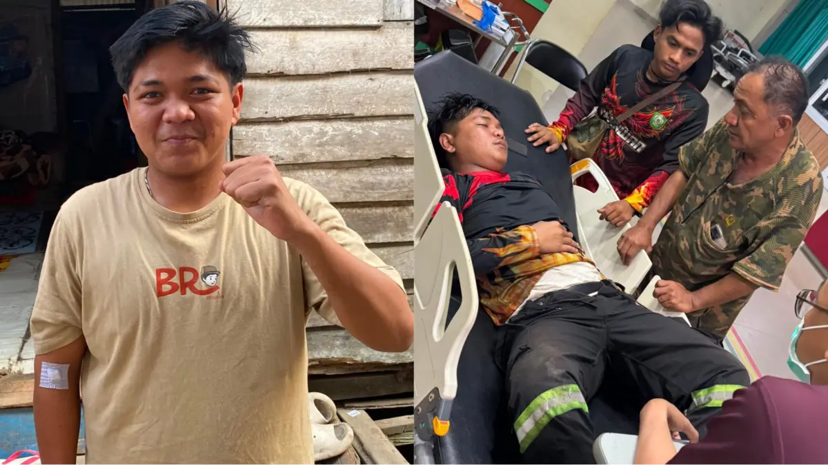 Rizky Mubarrak, relawan damkar yang sempat terkapar saat padamkan karhutla.(Miftah/kaltengpos.jawapos.com)