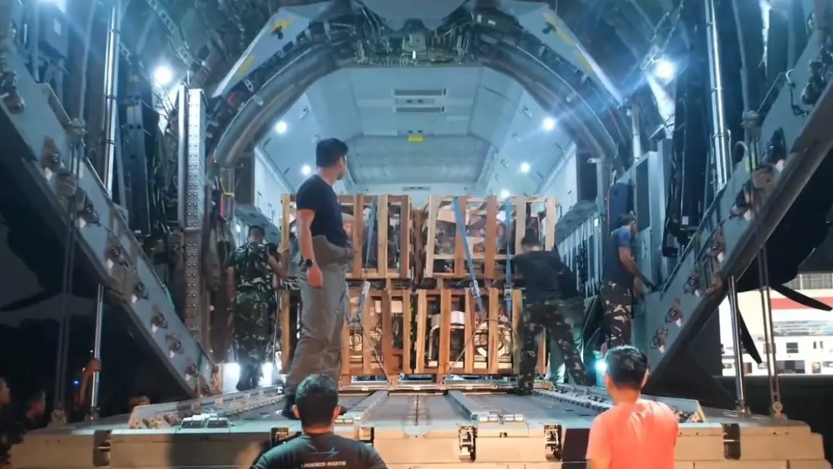 Pesawat dari TNI AU membawa logistik penanganan karhutla.(Instagram/Militerudara)