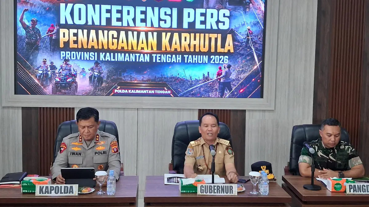 Rilis penanganan karhutla di Mapolda Kalteng.(Agus Pramono/kaltengpos.jawapos.com)