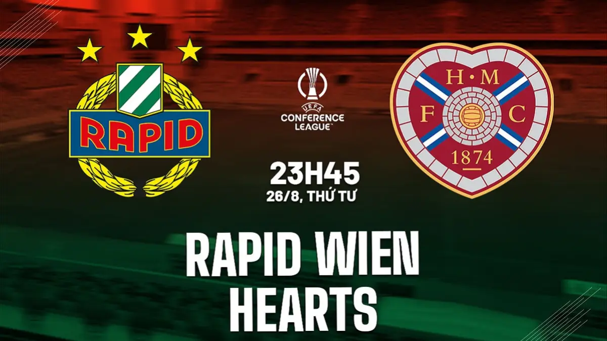 Rapid Vienna dijadwalkan menghadapi Hearts pada leg kedua playoff Liga Konferensi UEFA 2026/2027 di Allianz Stadion, Austria, Rabu (26/8/2026) malam WIB. (Sumber: bongda24h.vn)