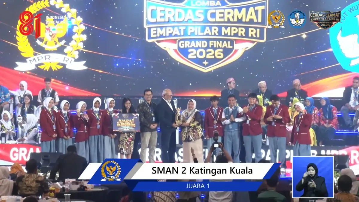 Siswa siswi SMAN 2 Katingan Kuala juara nasional Lomba Cerdas Cermat MPR RI.(YouTube)