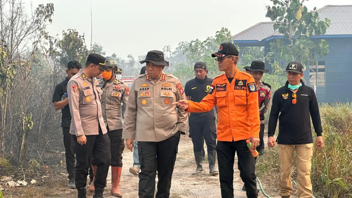 Pengecekan lokasi lahan terbakar.(Humas)