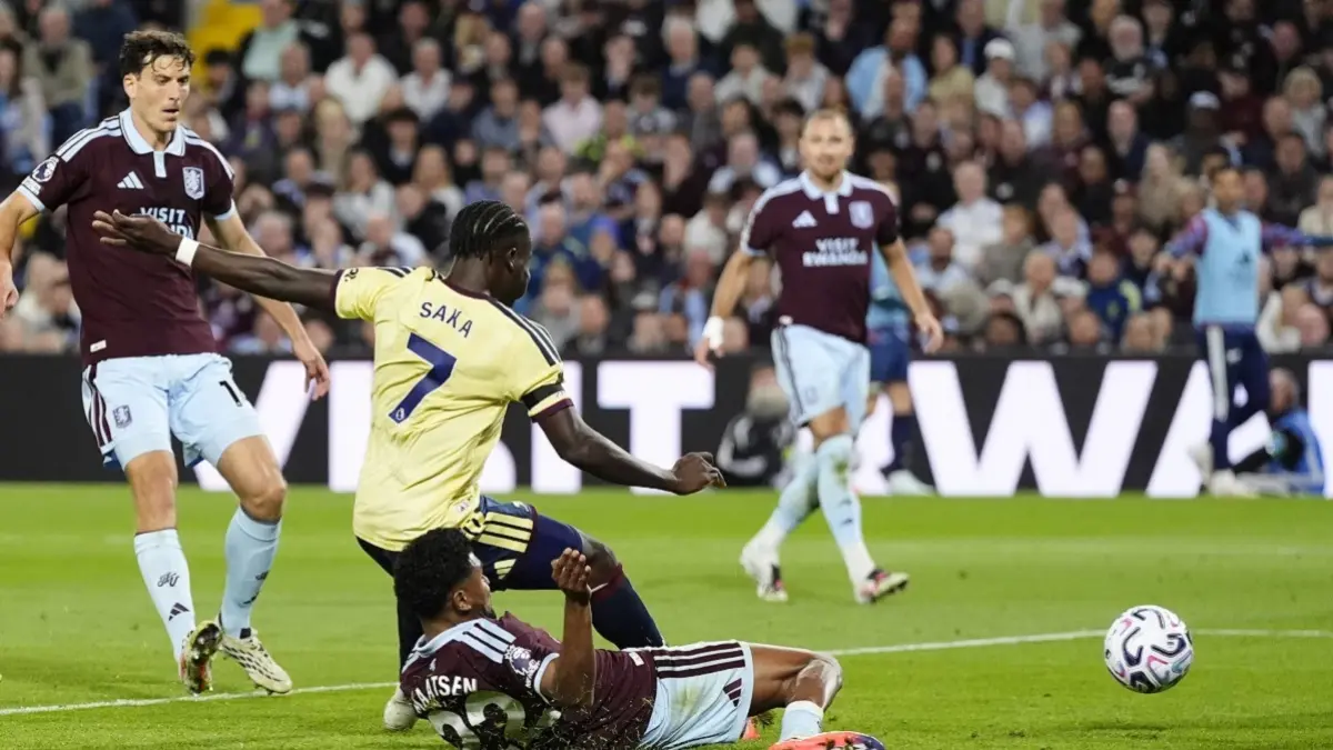 Gol semata wayang Bukayo Saka membuat Arsenal membawa pulang 3 poin dari Villa Park pada pekan kedua Liga Inggris 2026/2027, Selasa (1/9/2026) dini hari WIB. (Sumber: Nick Potts/PA)