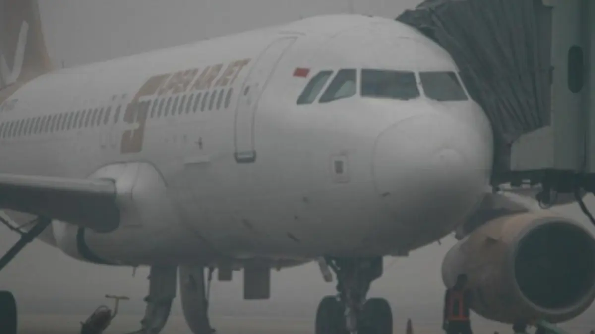 Kedatangan dan keberangkatan pesawat dari Bandara Tjilik Riwut terganggu.(Auliya Rahman/ Antara)