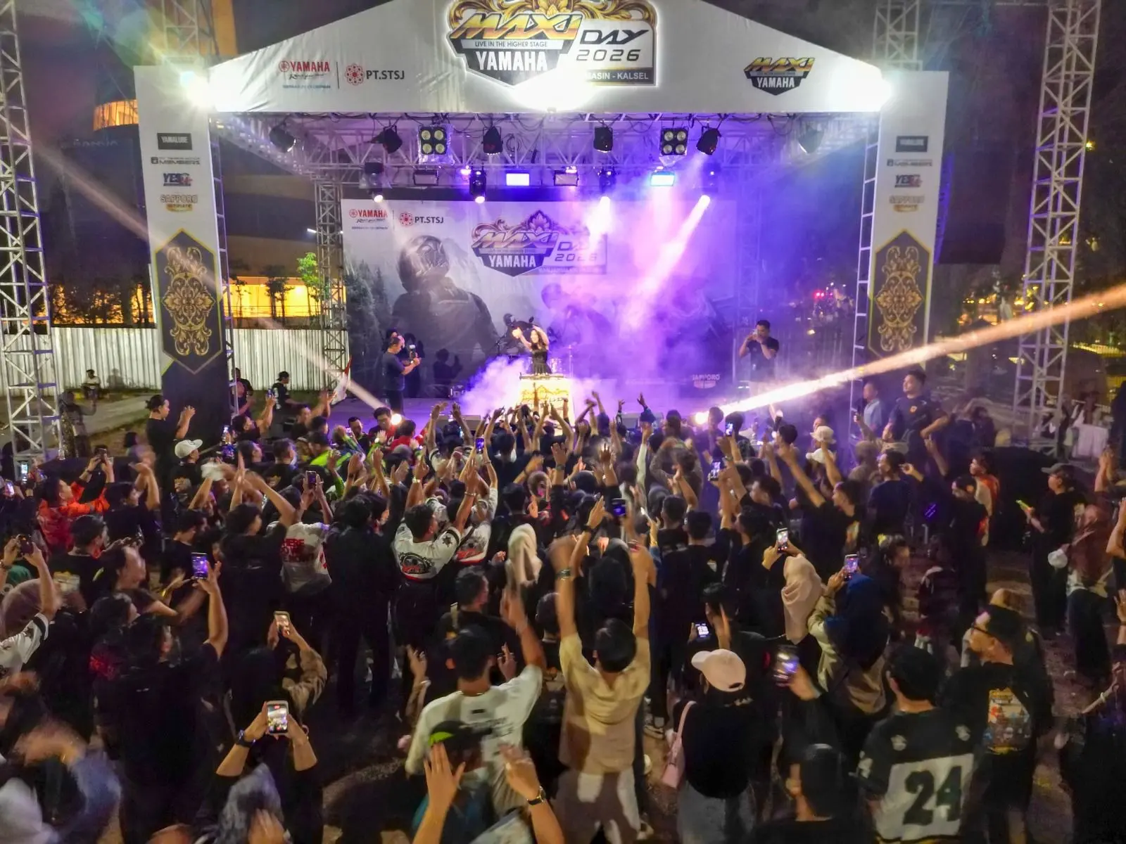 PT STSJ Yamaha menggelar Hari Ulang Tahun (HUT) ke-11 Maxi Day 2026 di halaman Eks Kantor Gubernur Kalimantan Selatan (Kalsel), Kota Banjarmasin.(Yamaha)
