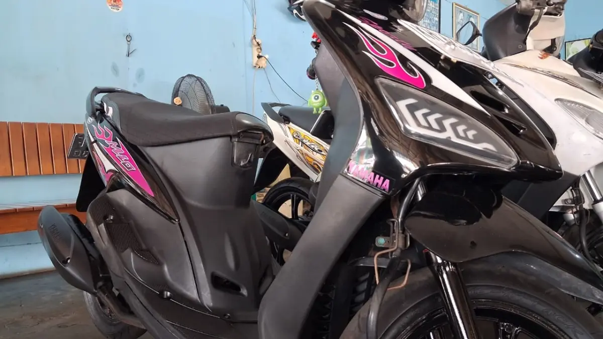 Yamaha Mio bekas keluaran tahun 2008 yang dijual di Syahrul Motor.(Agus Pramono/kaltengpos.jawapos.com)
