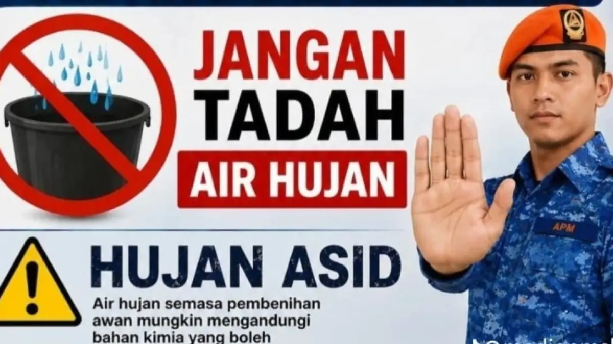 Imbauan larangan tadah air hujan buatan.