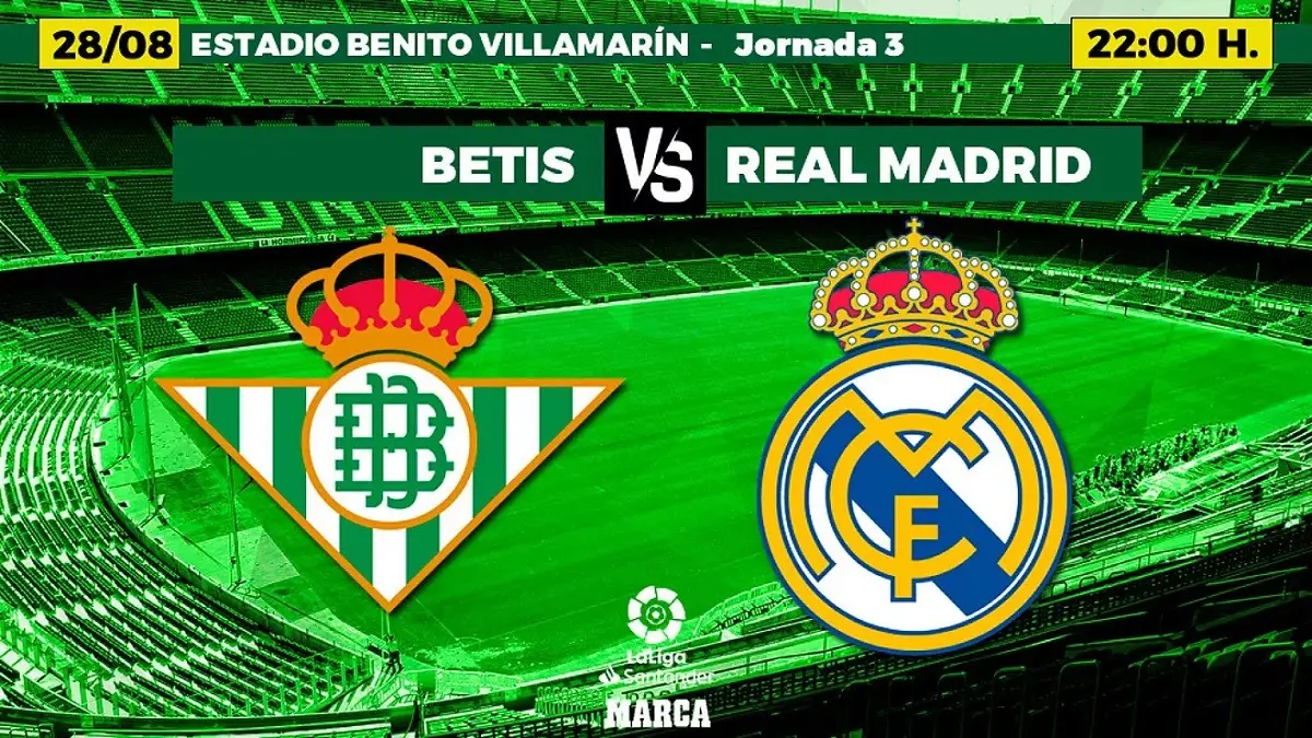Real Betis dijadwalkan menghadapi Real Madrid di Stadion La Cartuja pada pekan keempat La Liga 2026/2027, Sabtu (5/9/2026) dini hari WIB. (Sumber: marca.com)