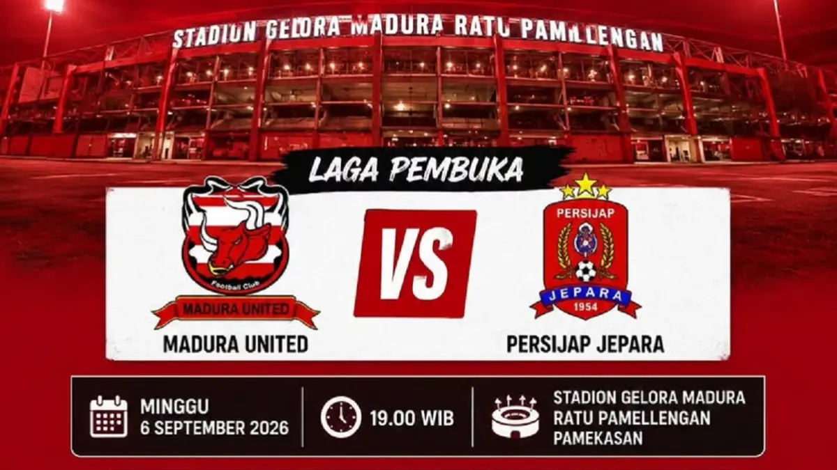 Madura United akan menjajal kekuatan Persijap Jepara di Stadion Ratu Pamelingan pada pekan pertama BRI Super League 2026/2027, Minggu (6/9/2026) malam WIB. (Sumber: Instagram @rosyatv.sports)