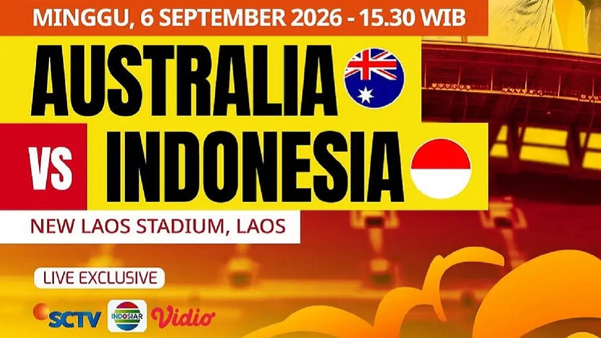 Timnas Australia U-20 dan Indonesia U-20 akan bersua di New Laos National Stadium, Vientiane pada matchday terakhir penyisihan Grup H Kualifikasi Piala Asia U-20 2027, Minggu (6/9/2026) sore WIB. (Sumber: Instagram @sctv.sports)  