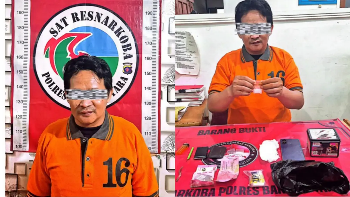 Pelaku dan barang bukti peredaran narkoba.(Humas)