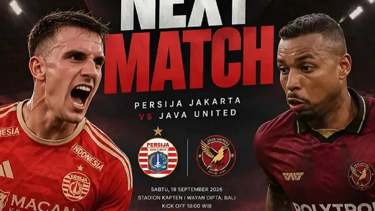 Persija Jakarta dijadwalkan menjamu Java United di Stadion Kapten I Wayan Dipta pada pekan ke-3 BRI Super League 2026/27, Sabtu (19/9/2026) malam WIB. (Sumber: Instagram @1928daily)
