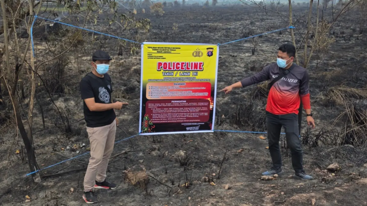 Lokasi kebakaran lahan yang ditangani penyidik Satreskrim Polres Lamandau.(Humas)