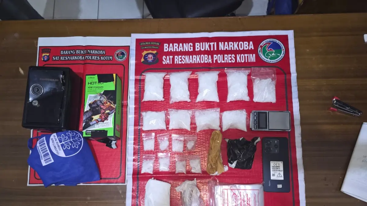 Barang bukti sabu diamankan Satresnarkoba Polres Kotim.(Miftahul Ilma/kaltengpos.jawapos.com)