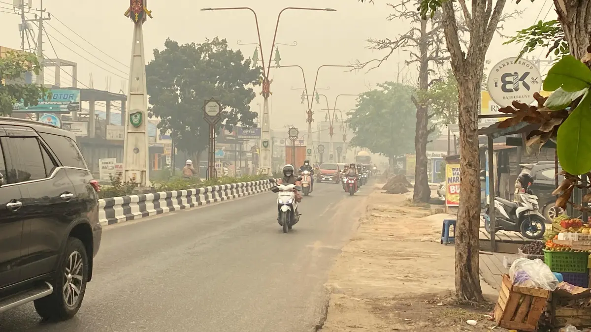 Kondisi kabut asap di Kotim.(Miftahul Ilma/kaltengpos.jawapos.com)