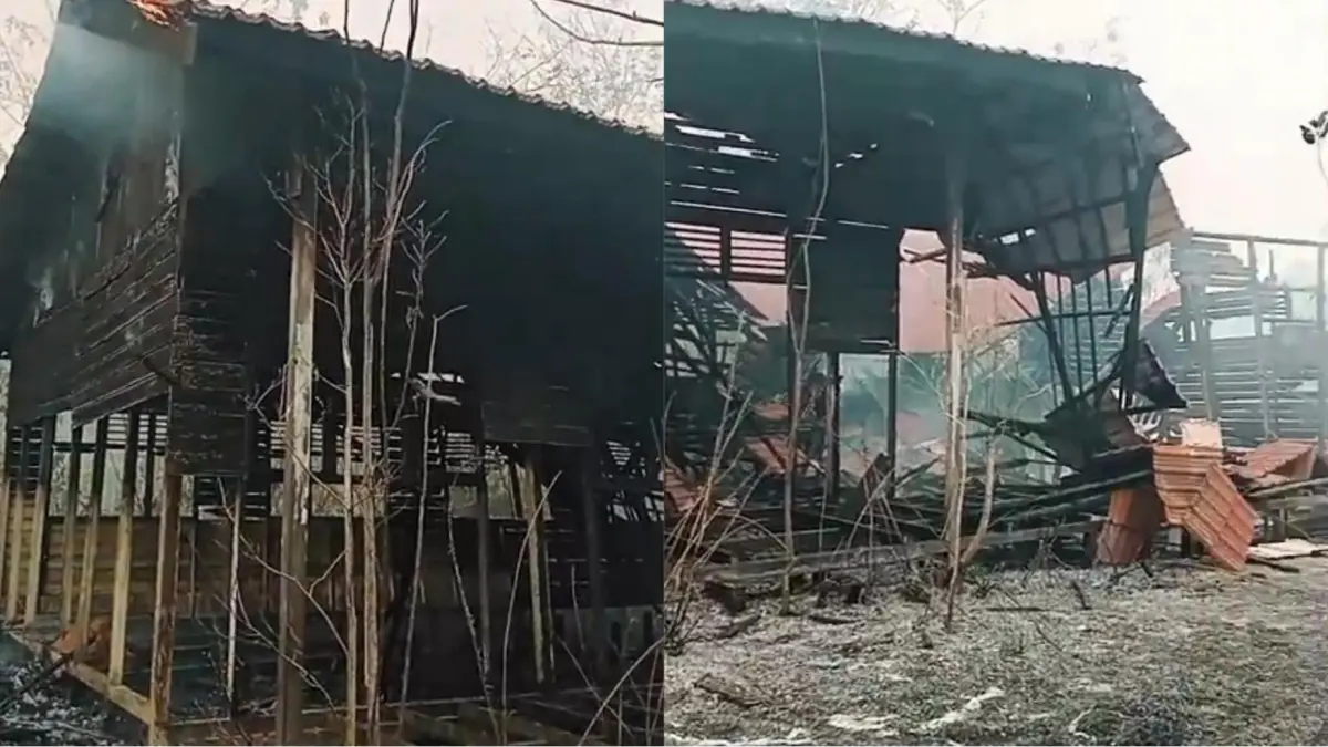 Kondisi bangunan yang terbakar.(Screenshoot)