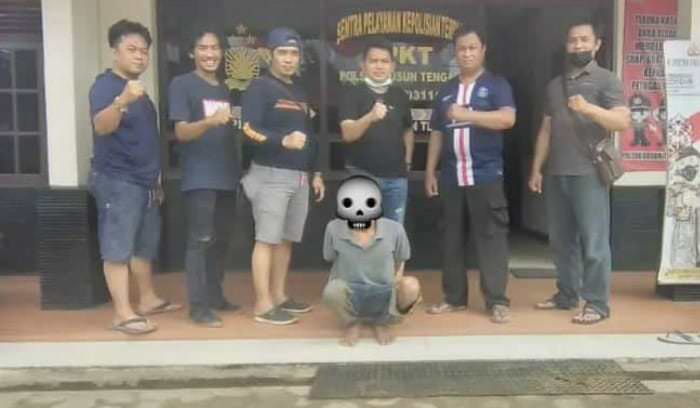 DIAMANKAN: Pelaku anirat Saut Situmeang alias Lae (36) ditahan. (POLSEK UNTUK KALTENG POS)