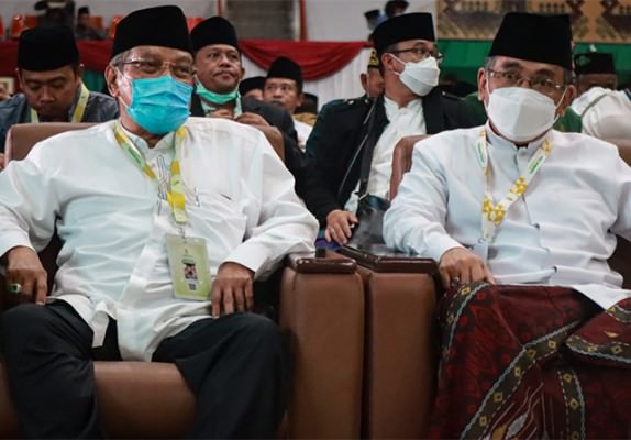Prof KH Said Aqil Siraj dan KH Yahya Cholil Staquf (kanan)., dua calon yang maju dalam pencalonan ketua umum PBNU periode 2021-2026. (NU for Jawa Pos)