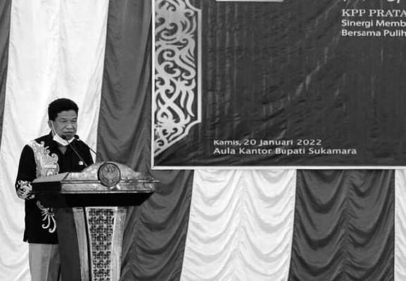 IMBAU WAJIB PAJAK: Wakil Bupati Sukamara, H Ahmadi menyampaikan sambutan saat menghadiri kegiatan Tex Gathering Wajib Pajak Perangkat Daerah, di Kabupaten Sukamara, belum lama tadi.