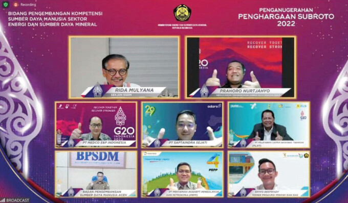 SECARA VIRTUAL : Momen saat PT Medco E&P Indonesia dan Medco E&P Grissik Ltd (Medco E&P) meraih penghargaan Subroto Award dari Kementerian Energi dan Sumber Daya Mineral, Selasa (4/10).