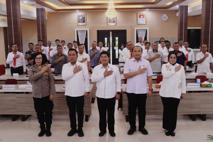 Bareskrim Polri menggelar sosialisasi dan supervisi pengelolaan barang bukti tahun 2023, bertempat di Aula Arya Dharma, Mapolda Kalteng, Selasa (30/5/2023). (HUMAS)