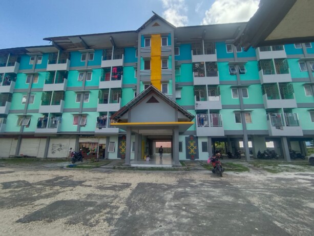 TEMPAT RELOKASI: Pemko mewacanakan merelokasi korban kebakaran di Gang Sayur ke Rusunawa yang terletak di Jalan Pelatuk, Palangka Raya, tampak kondisi bangunan Rusunawa Sesep Madu, kemarin (16/4).FOTO: AGUS JAYA/KALTENG POS