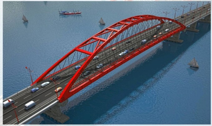 Gambar renacan Jembatan Mentaya