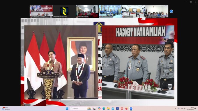 TANGKAPAN LAYAR : Acara penyambutan menteri dan wakil menteri (Wamen) Koordinator Hukum dan HAM, yang diselenggarakan di Graha Pengayoman, Senin (21/10/2024).