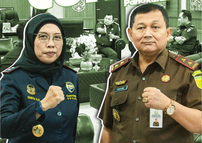 SINERGISITAS: Kajati Kalteng Dr Undang Mugopal SH MHUm menerima Kepala Kantor Pengawasan dan Pelayanan Bea dan Cukai Tipe Madya Pabean C Pangkalan Bun Shinta Dewi Arini SE MSi, Senin (28/10/2024).