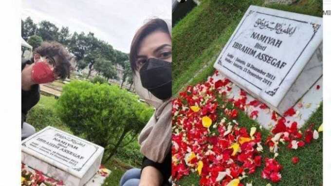 Najwa Shihab beberapa kali membagikan momen saat berziarah ke makam anak keduanya.
