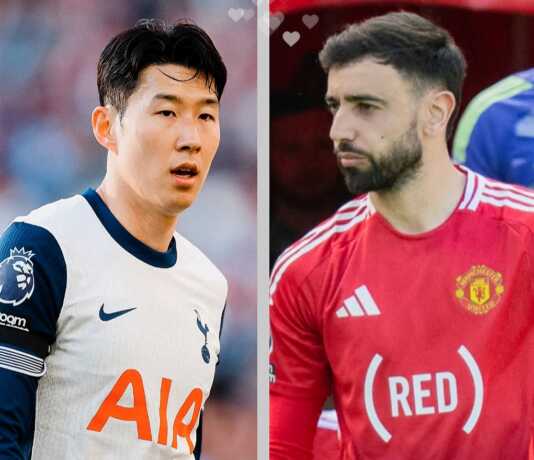 Heung-Min Son dan Bruno Fernandes akan bertarung dalam final UEFA Europa League yang mempertemukan Tottenham Hotspur dan Manchester United  di San Mames Stadium, Bilbao, Spanyol. (Foto: FB Tottenham Hotspur dan Manchester United)