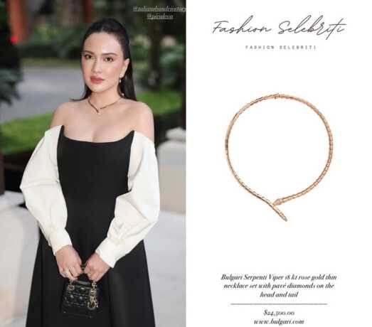 Shandy Aulia menggunakan kalung segarga mobil.