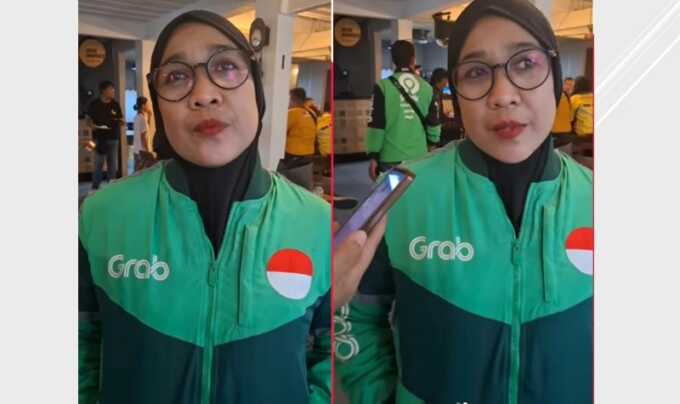Tangkapan layar video beredar di media sosial seorang ojek online perempuan saat diwawancarai.