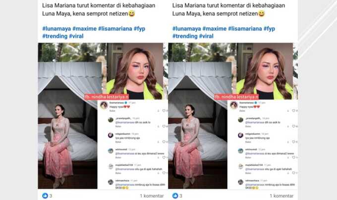 Lisa Mariana muncul di live pernikahan Luna Maya.