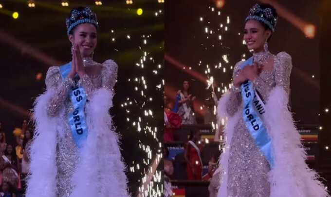Opal Suchata Chuangsri saat memenangkan Miss World 2025.
