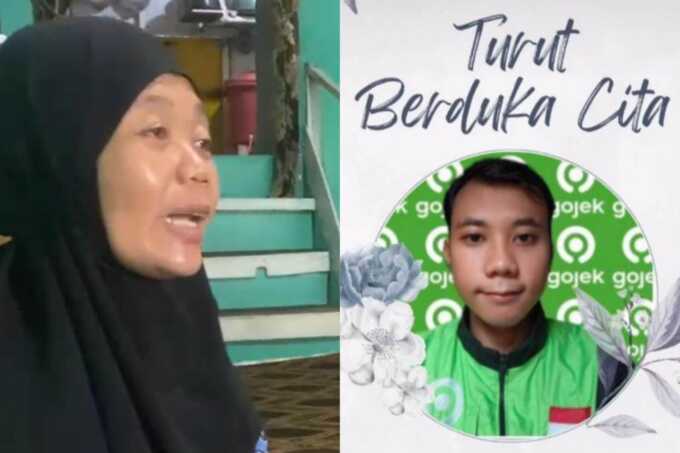 Na’im Rozikah, ibu dari Luqman Hidayat, driver ojol yang tewas oleh aksi balapan liar.