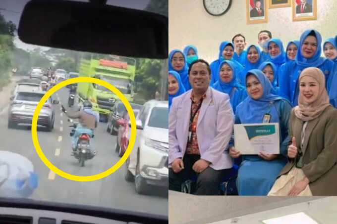 Perawat RS Urip Sumoharjo Bandar Lampung membuka jalan untuk ambulans.