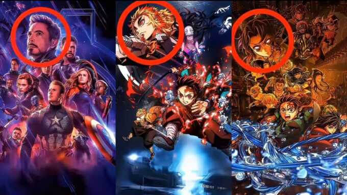 Poster Kimetsu No Yaiba Infinite Castle, Kimetsu No Yaiba Mugen Ressha-hen, Avengers: Endgame