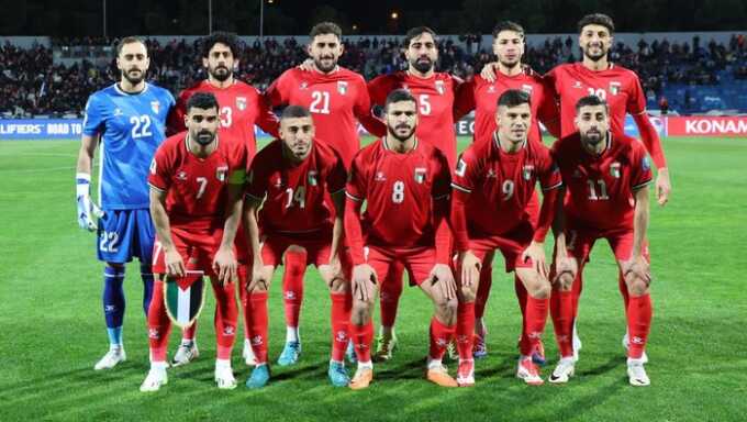 Skuad Timnas Palestina pada Kualifikasi Piala Dunia 2026 Zona Asia.(Sumber: Ameen Ahmed/NurPhoto via Getty Images)