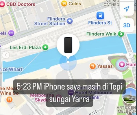 Tangkapan layar aplikasi Find My iPhone.