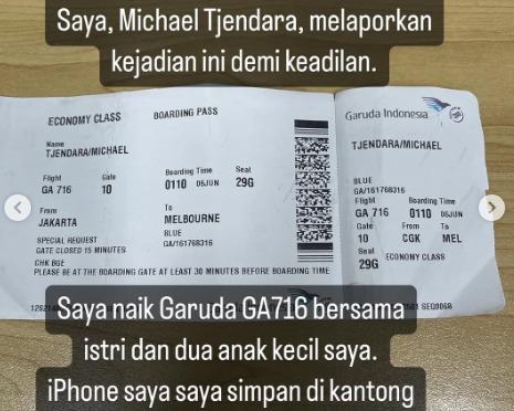 Tangkapan layar postingan viral di Instagram milik Michael Tjendara.